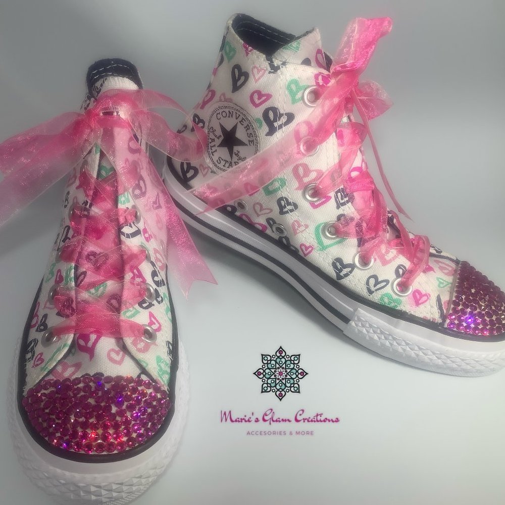 High Cut Converse All Star Chuck Taylors SWAROVSKI - Picture 3 of 6